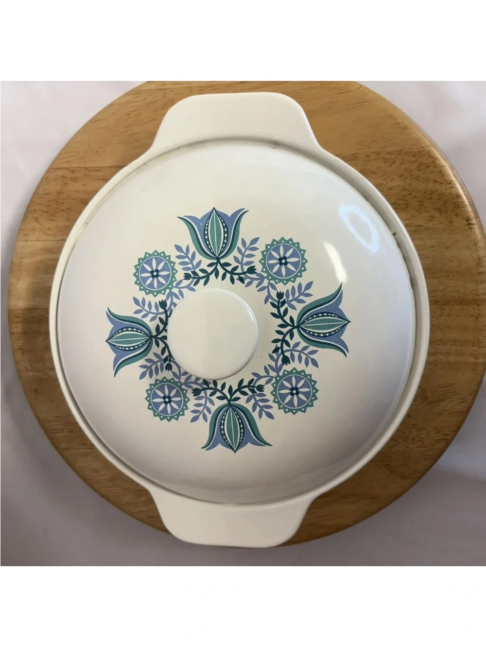 Vtg Prizer-Ware Pennsylvania Tulip Cast Iron Enamel Dutch Oven w/Lid 1 Qt 1950’s